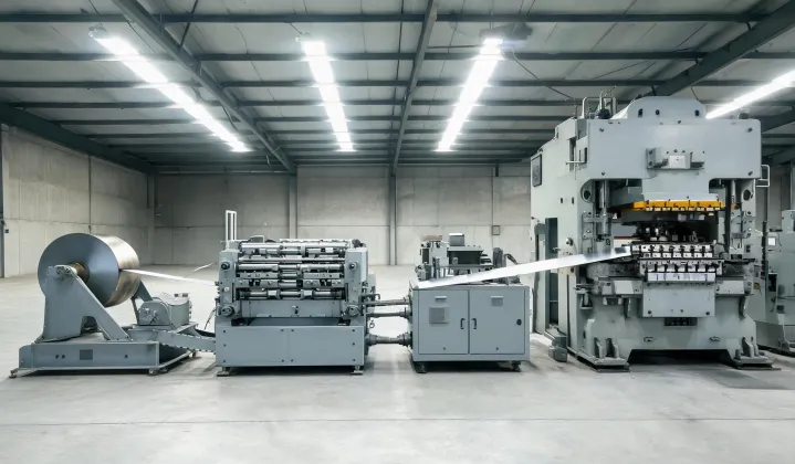 Coil-fed sheet metal stamping press with straightener and feeder